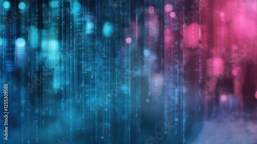 Abstract Digital Matrix: Data Streams in Blue and Pink for Technology Concept