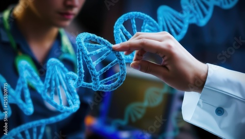 Exploring Human DNA: Scientist studies human DNA and treats it photo