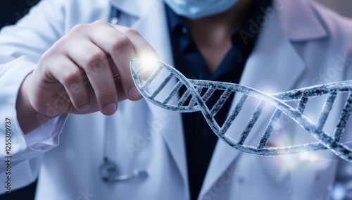 Exploring Human DNA: Scientist studies human DNA and treats it photo