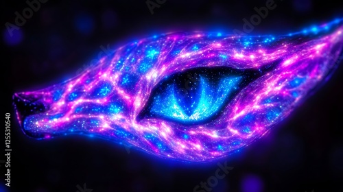 Luminous Nebula Wolf Head Profile with Glimmering Eye Mystical Cosmic Creature Art Creation photo