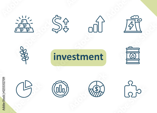 Investment icons. Investing, wealth, savings, business, finance vector icon set