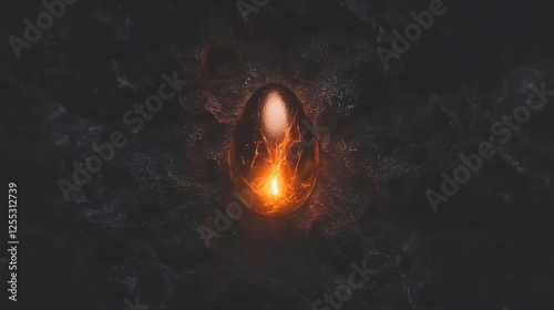 Wallpaper Mural Glowing Enigmatic Egg with Volcanic Veins Amidst Volcanic Terrain a Symbol of Hidden Creation Power Torontodigital.ca