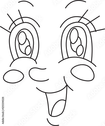 smiling happy face with lashed eyes and rosy cheeks