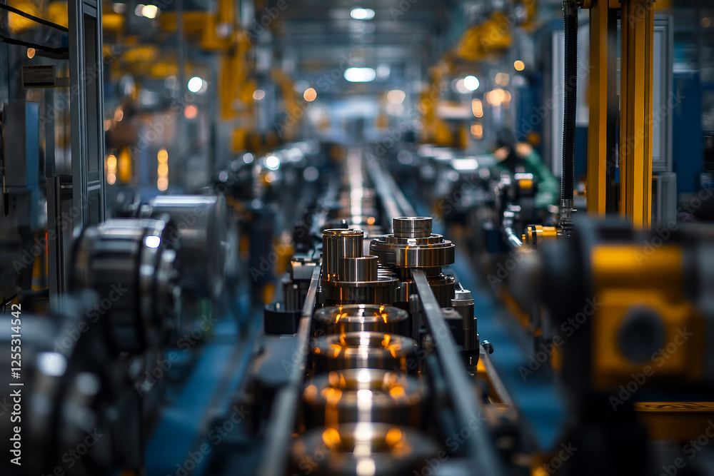 Naklejka premium AI generated robots in a smart factory, robot production
