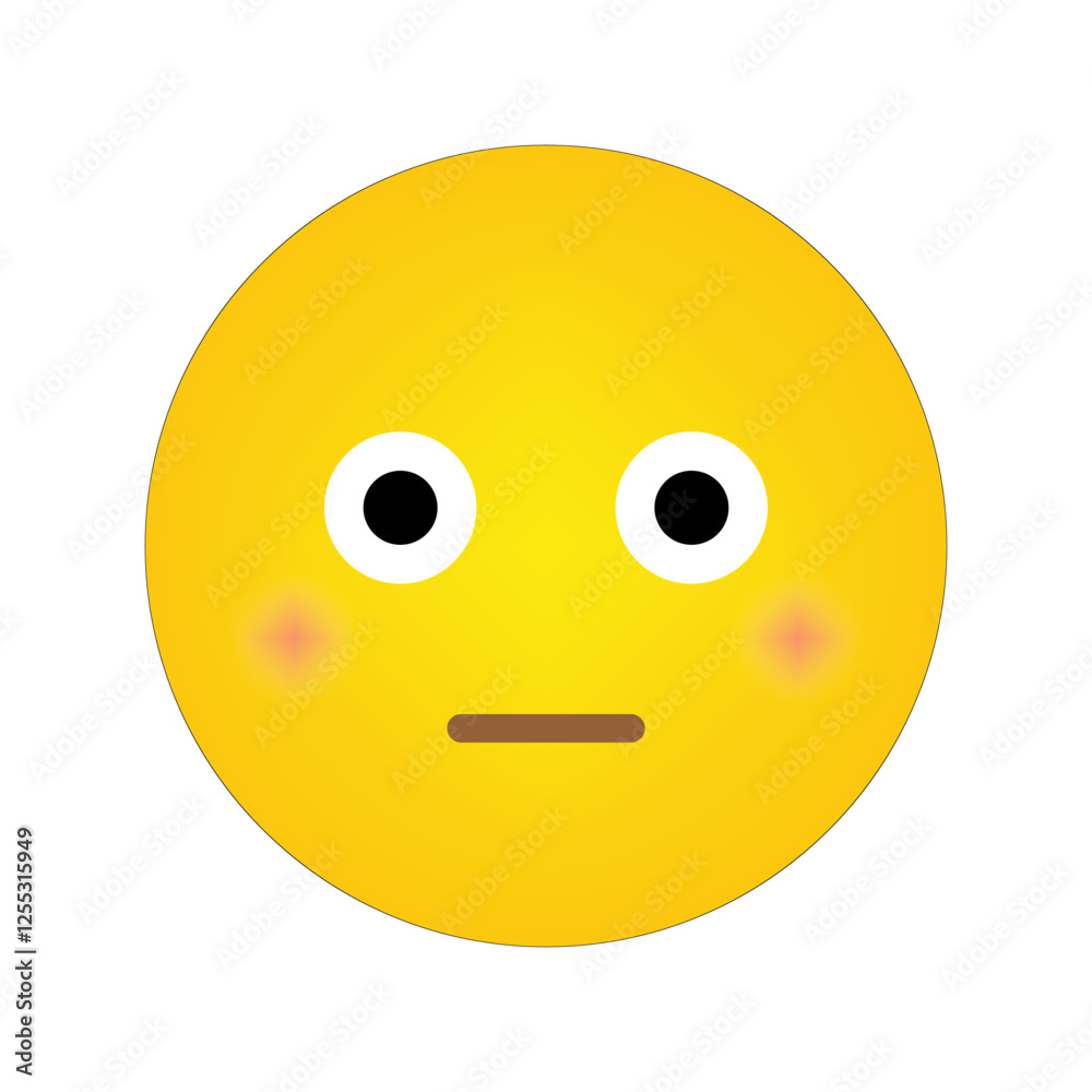 Neutral emoji. Expressionless face icon. Simple yellow symbol. Blush cheek vector. Neutral emoji. Expressionless face icon. Simple yellow symbol. Blush cheek vector.