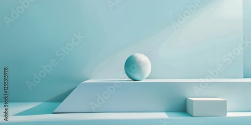 A minimalistic composition with a light cyan background, Simple forms and minimal patterns, Elegant minimalist style