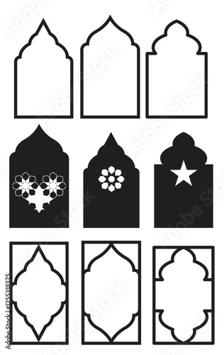 Collection of Islamic Architectural Window Designs silhouette 