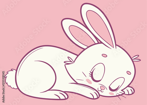 Sweet Dreams, Adorable Bunny Snuggled on Pink Softness pet cute calm sleep happy