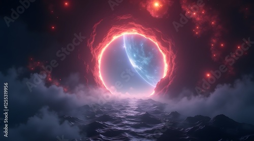 A portal opening in deep space