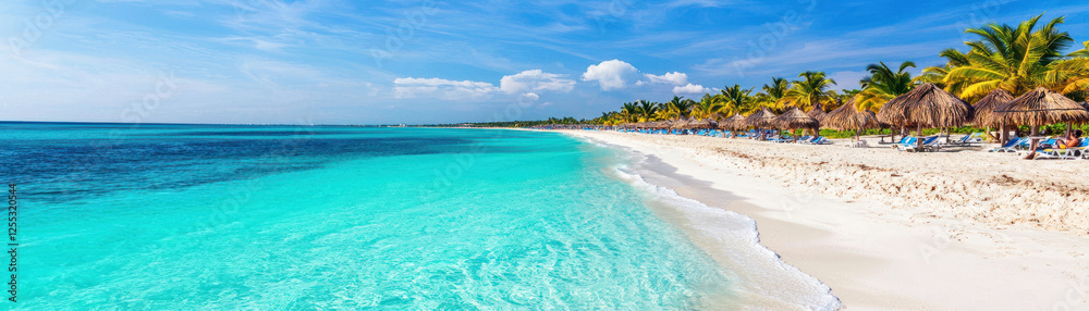 refreshing beach scene with turquoise water, white sand, and palm trees refreshing beach scene with turquoise water, white sand, and palm trees