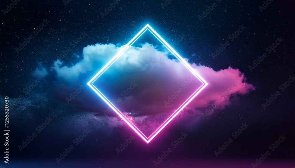 Naklejka premium 3d rendering, abstract futuristic background with neon