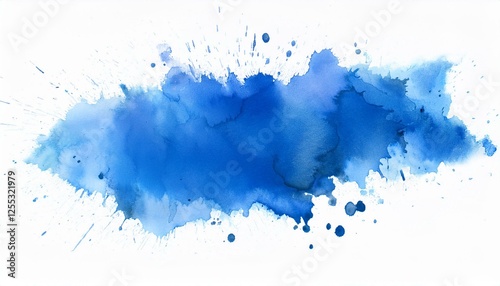Artistic blue watercolor splash effect template