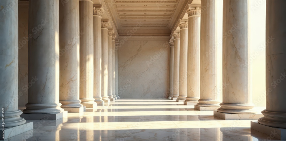 Imposing marble columns, neoclassical architecture, design, judicial branch Imposing marble columns, neoclassical architecture, design, judicial branch