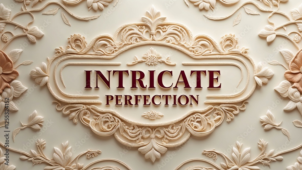A close-up view of intricately designed decorative wall art featuring floral motifs and elegant lettering A close-up view of intricately designed decorative wall art featuring floral motifs and elegant lettering