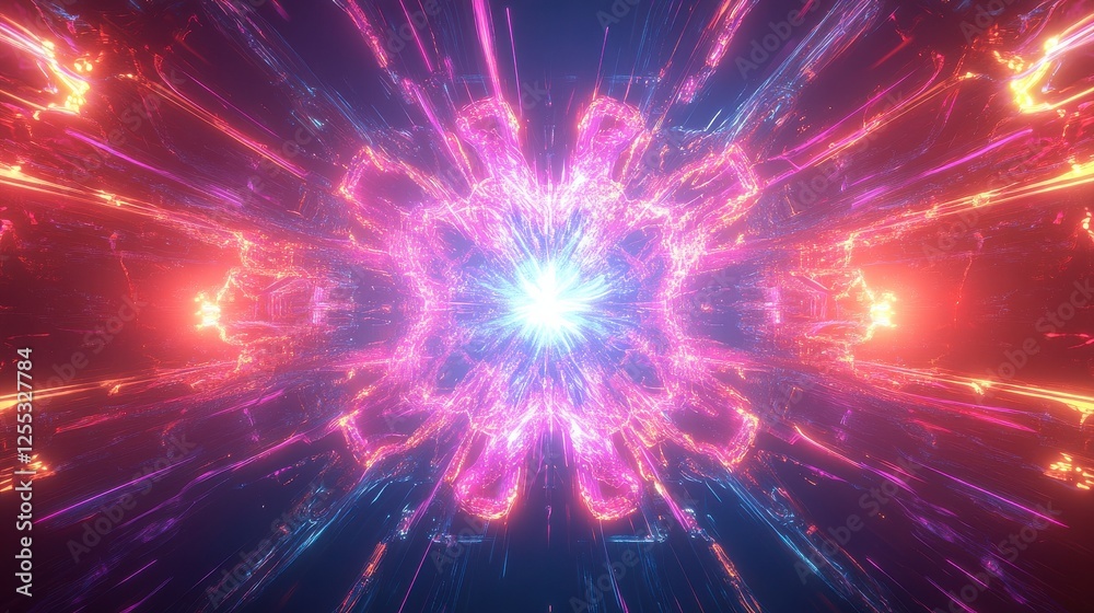 Fototapeta premium Quantum Processor Glowing with Intricate Holographic