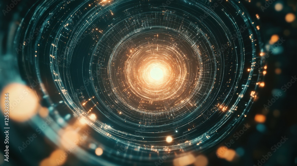 Obraz premium Quantum Chip Glowing Under Swirling Holographic Qubit