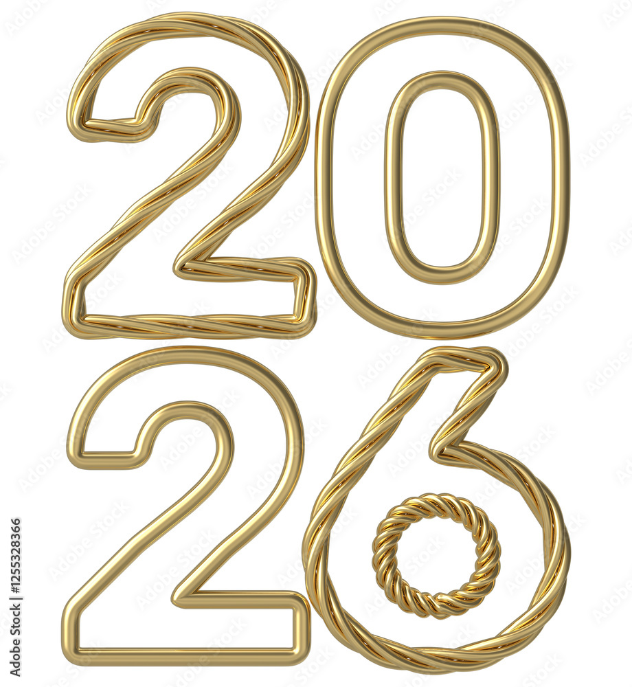 Obraz premium Happy New Year 2026 Gold 3D Render9