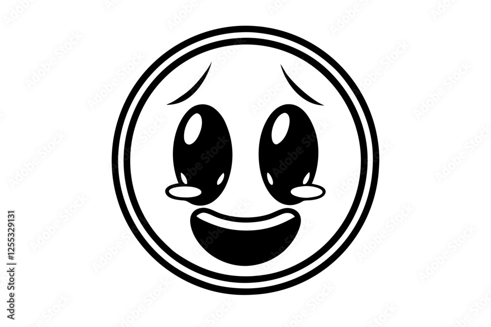 Sad Face Reaction Emoji Silhouette Vector Icon,Crying Face Symbol Icon Illustration On White Background. Sad Face Reaction Emoji Silhouette Vector Icon,Crying Face Symbol Icon Illustration On White Background.