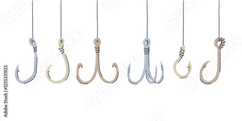 Fish Hook with Line Flat Set