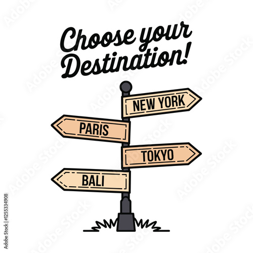 Choose Your Destination T Shirt Design Travel Street Sign Theme