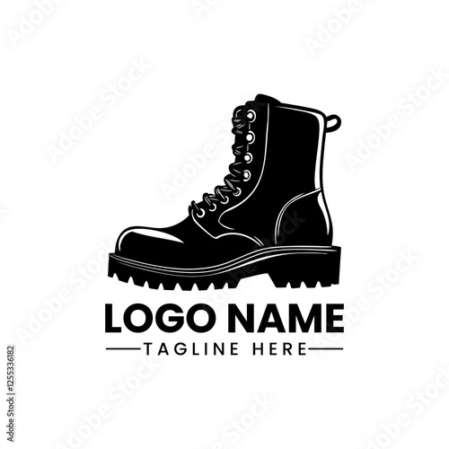 Single boot outdoor footwear vector logo template illustration design with