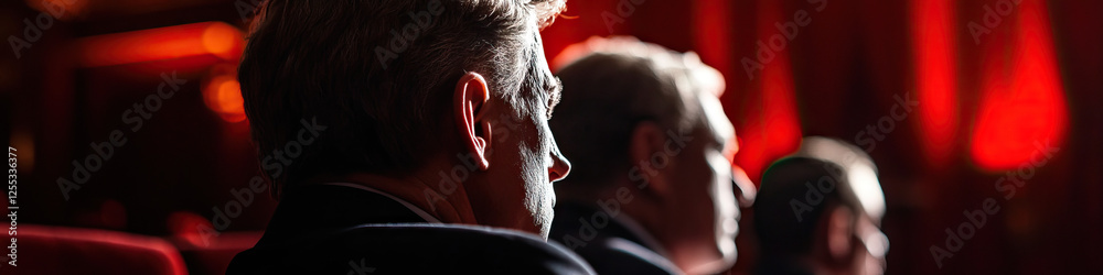 Naklejka premium Three Men in an Auditorium