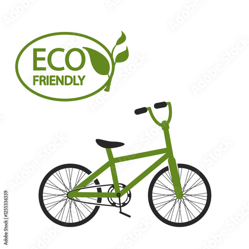 Green bike. Bicycle icon Eco friendly green leaf vector illustration design isolated