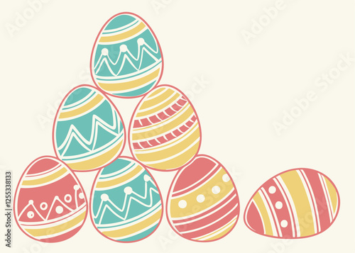Pastel Easter Egg Pyramid, Festive Spring Holiday Decoration eggs stack happy   
