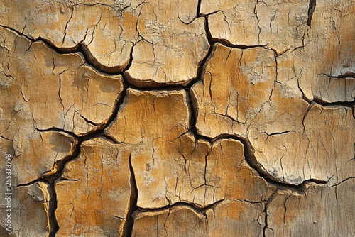 Rough texture of aged wood with cracks and natural shades of brown photo