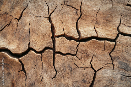 Rough texture of aged wood with cracks and natural shades of brown photo