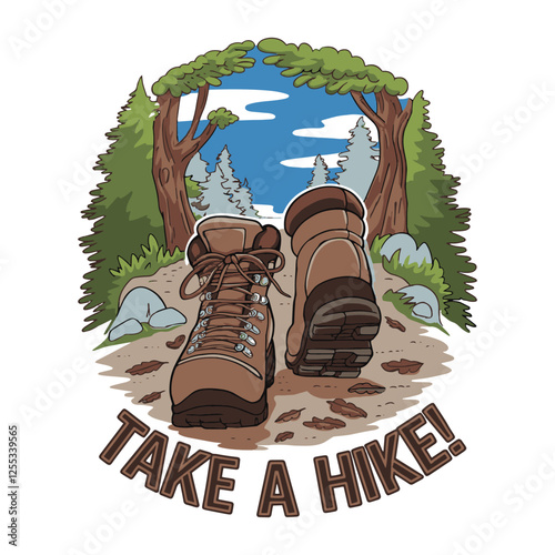 Take a Hike T Shirt Design a Pair of Hiking Shoes