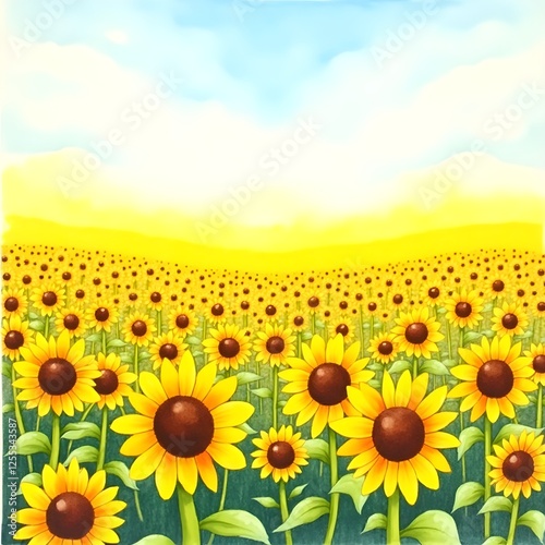 sunflower field vector illustration