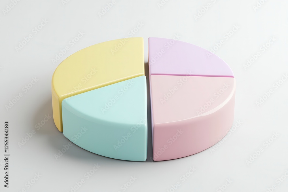 Fototapeta premium Colorful pie chart toy with pastel segments arranged on a neutral background for educational play