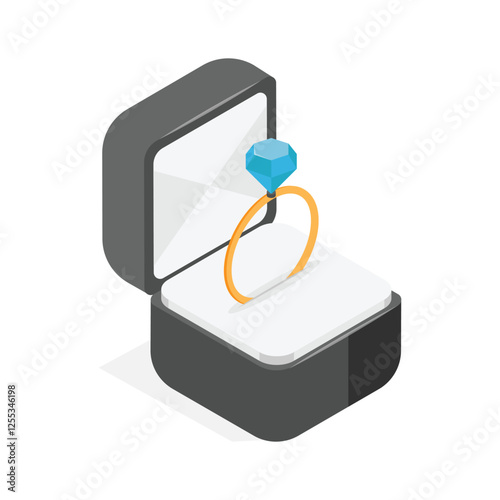 Well designed icon of diamond ring in isometric style
