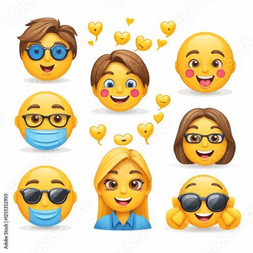 Emoticons set. Faces emoji collection. Emojis.	
