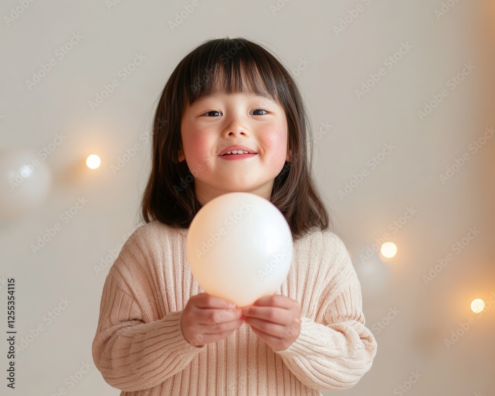Wholesome Portrait Joyful Child with Down Syndrome Holding Balloon Amid Soft Pastels - Celebratory Stock Image for Family Lifestyle Branding and Warm Occasion Marketing Wholesome Portrait Joyful Child with Down Syndrome Holding Balloon Amid Soft Pastels - Celebratory Stock Image for Family Lifestyle Branding and Warm Occasion Marketing