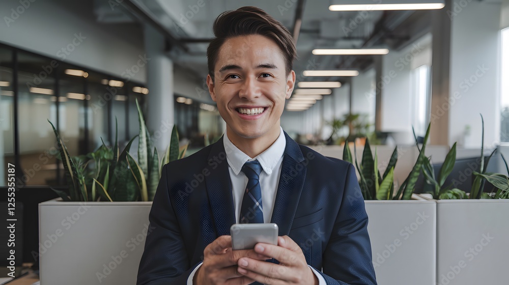 Smiling Businessman Using Smartphone Modern Office Happy Professional Corporate Worker Mobile Technology Success Digital Communication Confident Entrepreneur Stylish Attire Business Meeting Positive Smiling Businessman Using Smartphone Modern Office Happy Professional Corporate Worker Mobile Technology Success Digital Communication Confident Entrepreneur Stylish Attire Business Meeting Positive