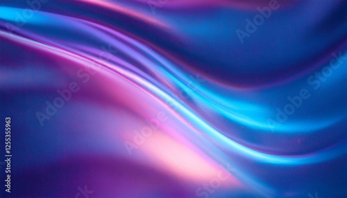 Holographic Mesh Lights. Blue Purple Pink Colors Hologram Dreamy Background. Rainbow Iridescent Gradient. Minimalist Holographic Fluid Wallpaper.