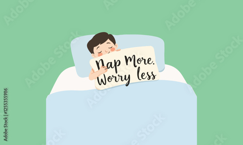 National Napping Day Vector Set | Sleepy Sloth, Cute Cat, Nap Quotes, Cozy Bed, Moon & Cloud, Flat Illustration. Print ready eps