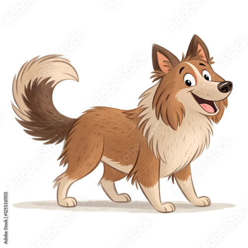 Illustration of Shetland Sheepdog is joyful isolated on a transparent background photo