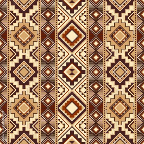 Native American traditional pattern. Geometric Navajo south western decoration. Vector seamless pattern for woven carpet, wallpaper, background, rug, bandana.