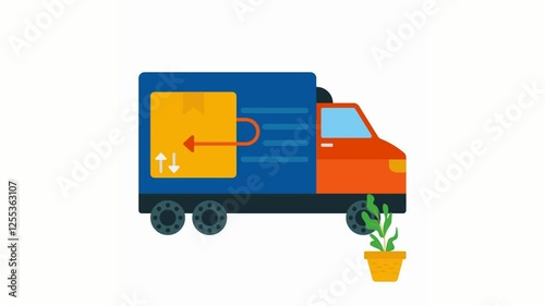 Flat Vector Delivery Truck Shipping Boxes Logistics Concept Illustration.