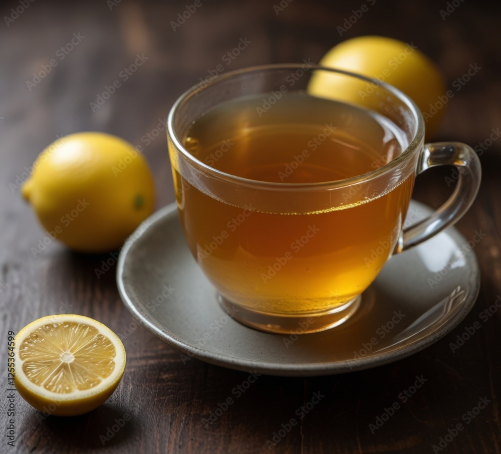 tea with honey and lemon on the table tea with honey and lemon on the table