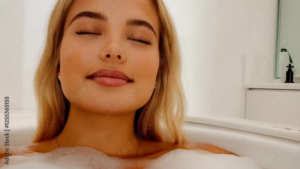 Relaxation in a Calming Bubble Bath With Soothing Water and Gentle Ambiance Relaxation in a Calming Bubble Bath With Soothing Water and Gentle Ambiance
