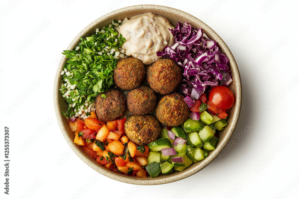 Falafel Served in a Bowl on White Background Falafel Served in a Bowl on White Background
