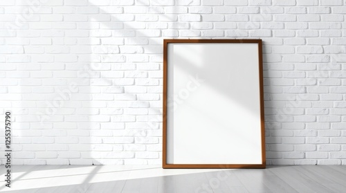 Blank Frame Mockup on White Brick Wall