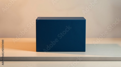 Navy Blue Cube on Beige Surface