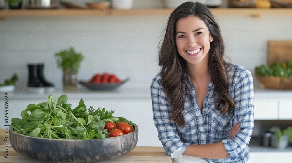 young woman in the kitchen with vegetables young woman in the kitchen with vegetables