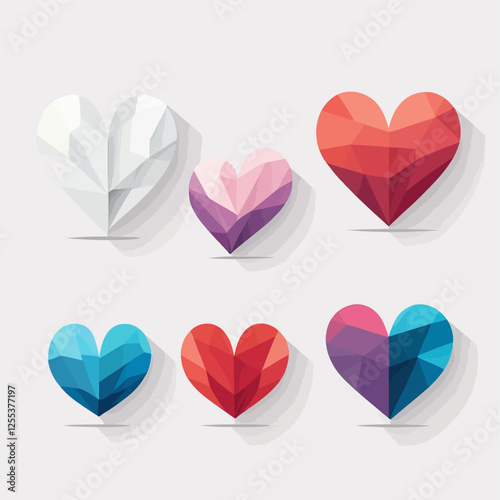 set of hearts on white background.	
