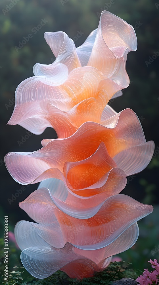 Obraz premium A single floating organic form in warm pastel tones.